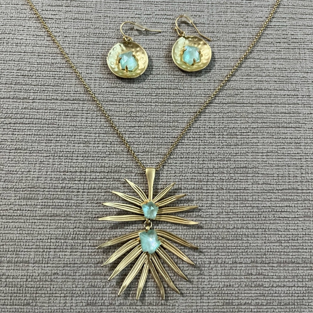 Spartina Gold and Aquamarine Jewelry Set